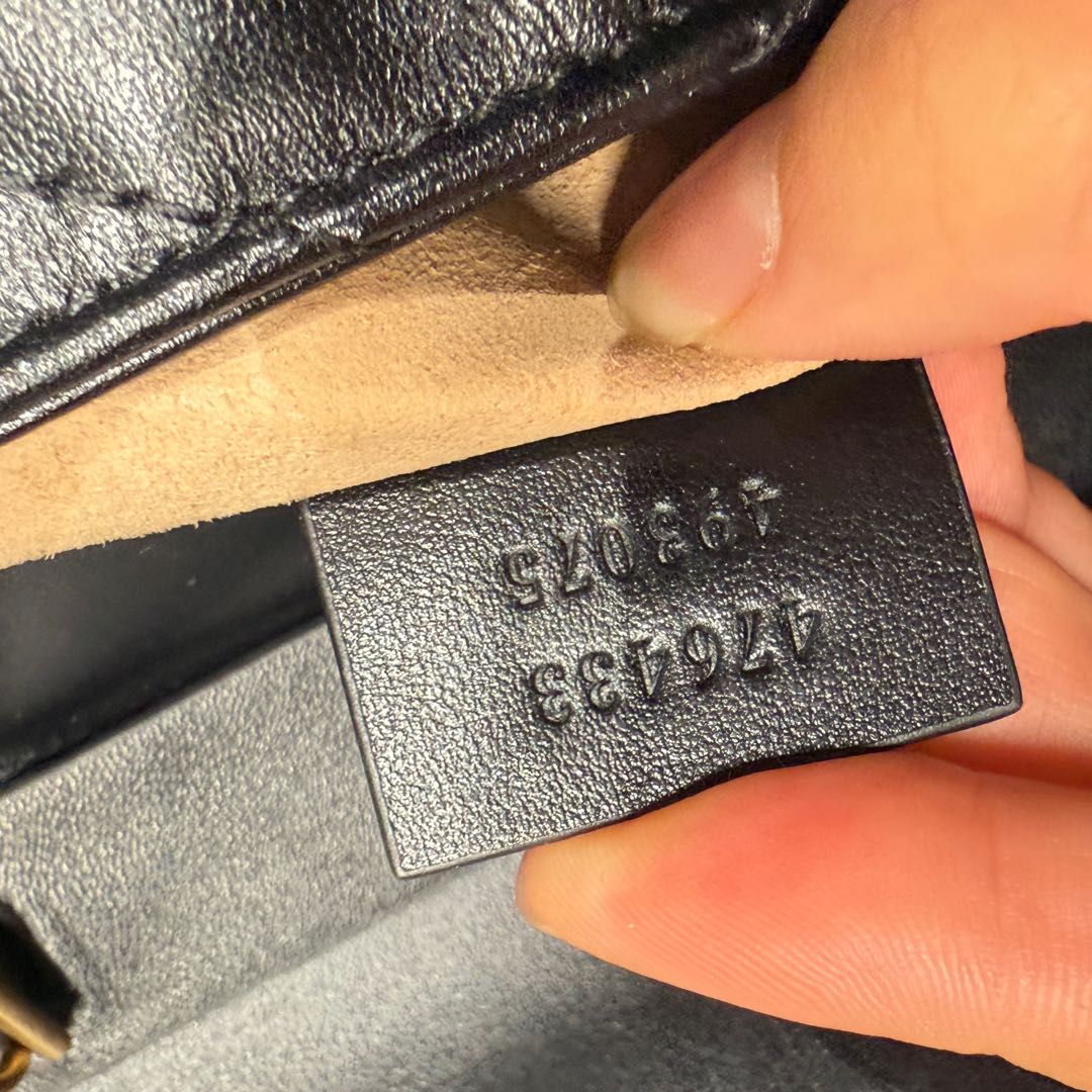 【#188】Pre-owned Gucci GG Marmont Super Mini Bag Black Matelassé Leather (with Full Set)