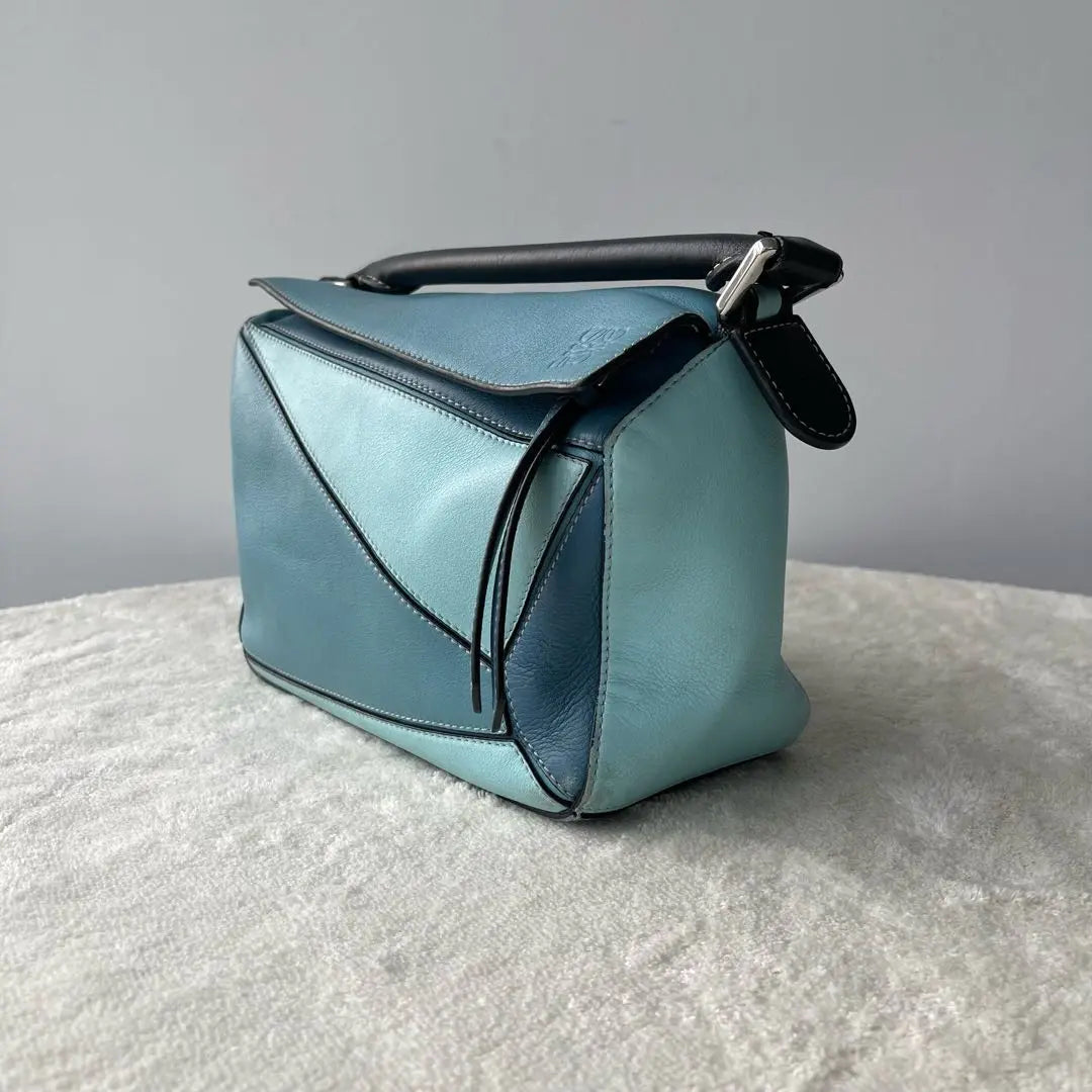 【#100】Pre-owned Loewe Puzzle Bagsmall Multitone Blue Leather HZ25111019