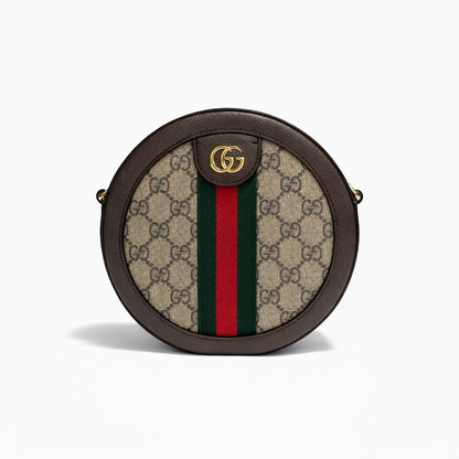 【#268】Pre-owned Gucci Ophidia Round Mini Bag GG Supreme Canvas with Leather Trim