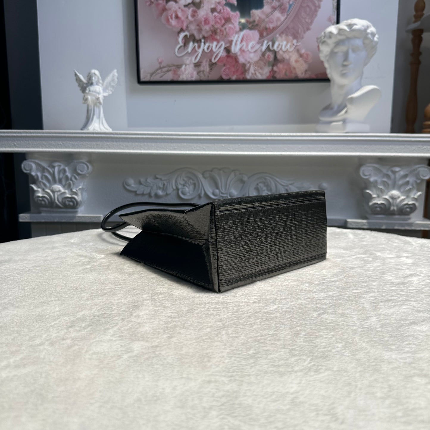 【#244】Pre-owned Balenciaga Hourglass Small Bag White Calfskin Leather with Silver-Tone Hardware