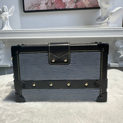 【#252】Pre-owned Louis Vuitton Petite Malle Bag Denim with Gold-Tone Hardware