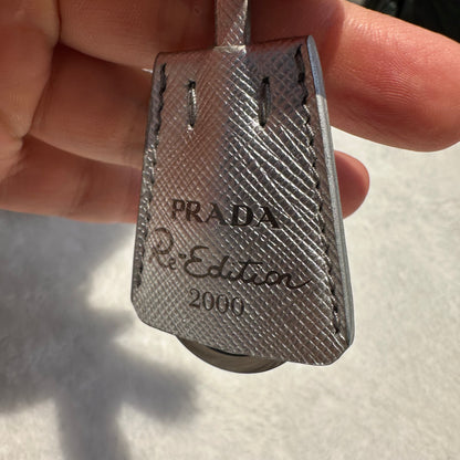 【#239】Pre-owned Prada Re-Edition 2005 Hobo Bag Silver Crystal-Embellished Satin