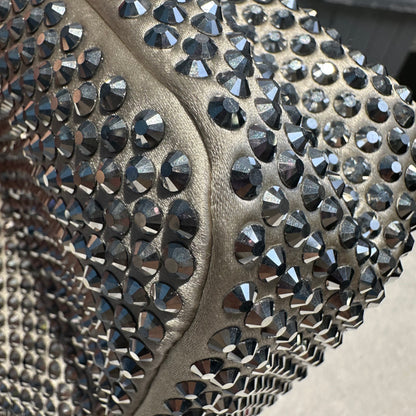 【#239】Pre-owned Prada Re-Edition 2005 Hobo Bag Silver Crystal-Embellished Satin