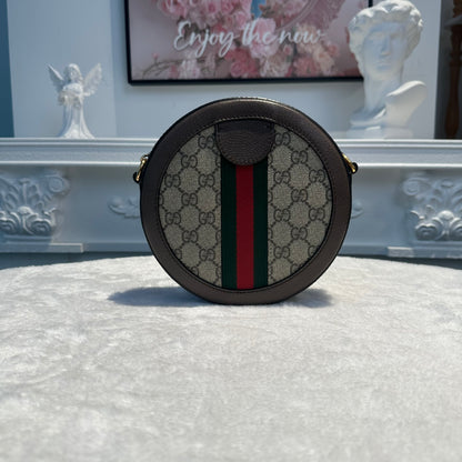【#268】Pre-owned Gucci Ophidia Round Mini Bag GG Supreme Canvas with Leather Trim