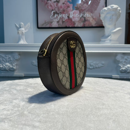 【#268】Pre-owned Gucci Ophidia Round Mini Bag GG Supreme Canvas with Leather Trim