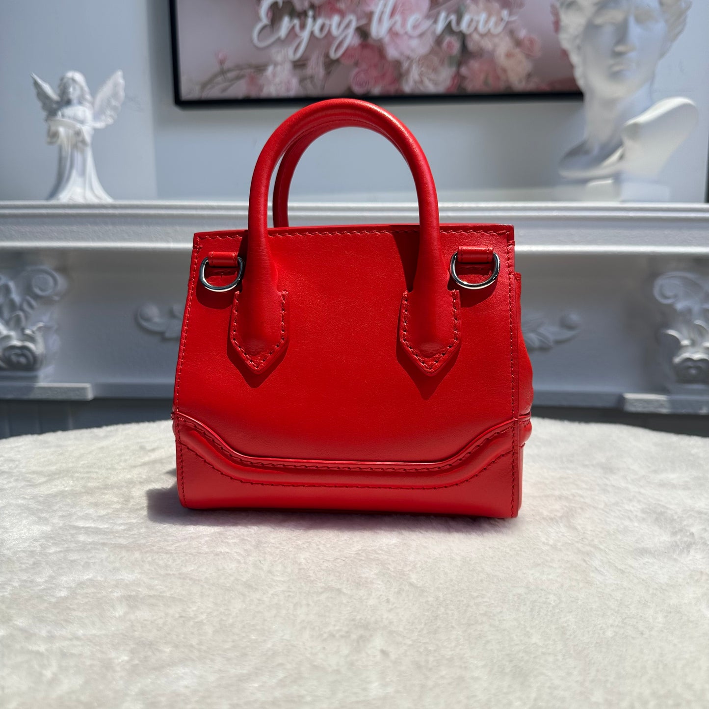 【#272】Pre-owned Versace La Medusa Mini Tote Bag Red Patent Leather