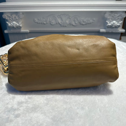【#259】Pre-owned Bottega Veneta Mini Chain Pouch Bag Olive Green Nappa Leather with Gold-Tone Hardware