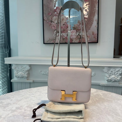 【#267】Pre-owned Hermès Constance 18 Bag Rose Pâle Chevre Mysore Leather with Gold-Tone Hardware