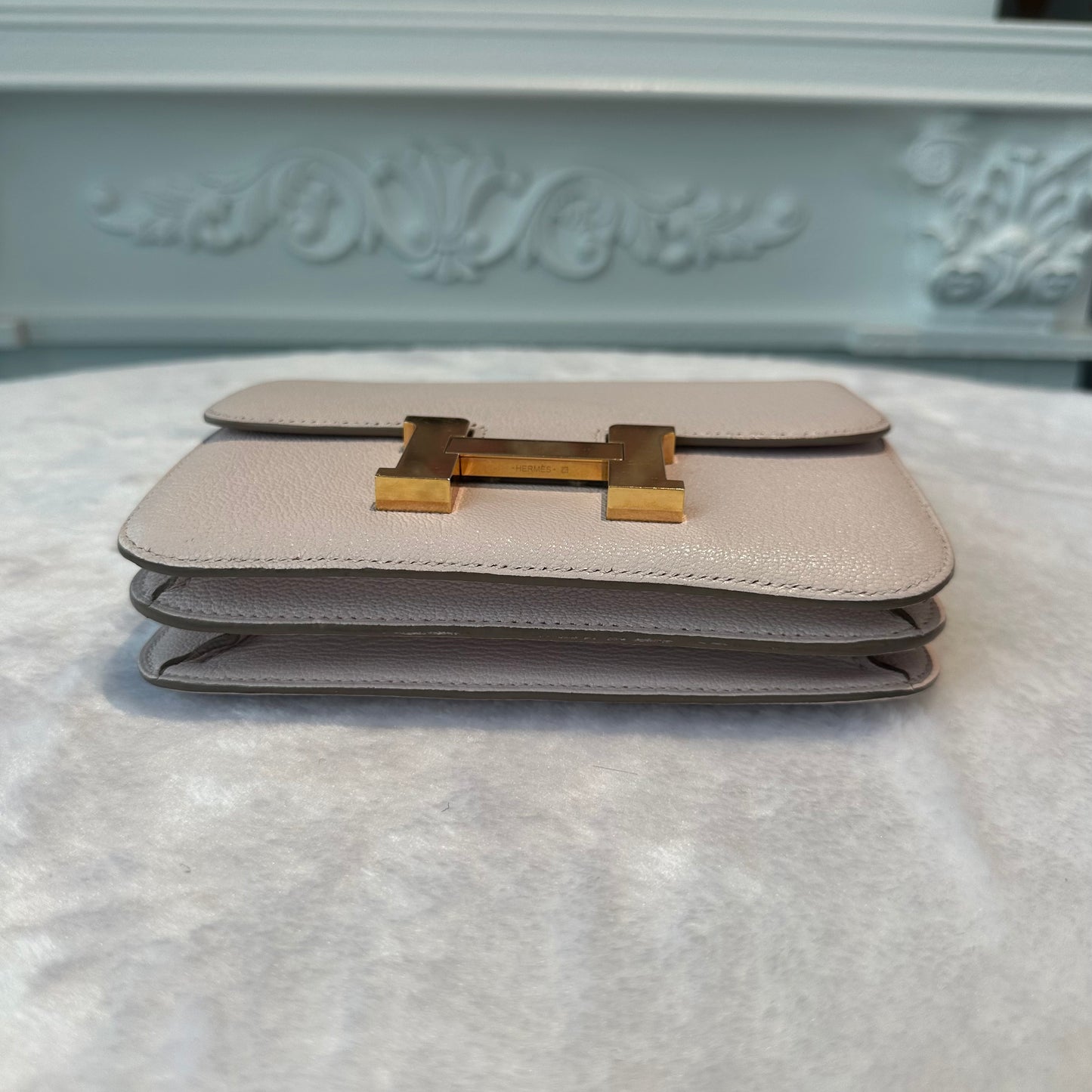 【#267】Pre-owned Hermès Constance 18 Bag Rose Pâle Chevre Mysore Leather with Gold-Tone Hardware