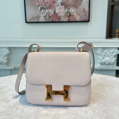 【#267】Pre-owned Hermès Constance 18 Bag Rose Pâle Chevre Mysore Leather with Gold-Tone Hardware