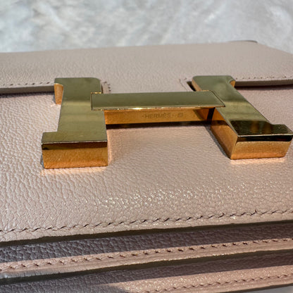 【#267】Pre-owned Hermès Constance 18 Bag Rose Pâle Chevre Mysore Leather with Gold-Tone Hardware