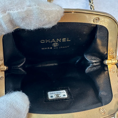 【#251】Pre-owned Chanel Kiss Lock Coin Purse & Mini Pouch Set Quilted Leather with Mixed Hardware