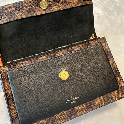 【#269】Pre-owned Louis Vuitton Vaugirard Clutch Damier Ebene Canvas with Black Leather Trim