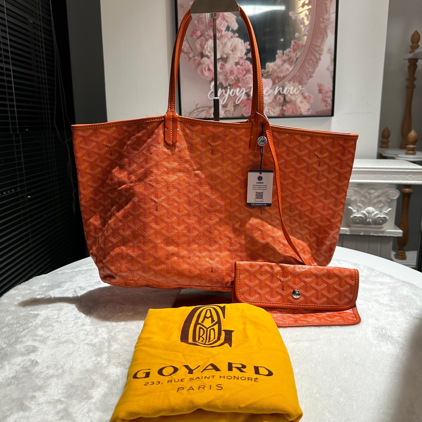 【#266】Pre-owned Goyard Saint Louis GM Tote Bag Orange Goyardine Coated Canvas with Leather Trim