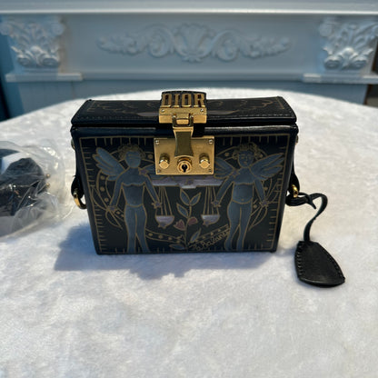 【#256】Pre-owned Dior Zodiac "Libra / Balance" Box Bag Black Smooth Leather with Gold-Tone Hardware