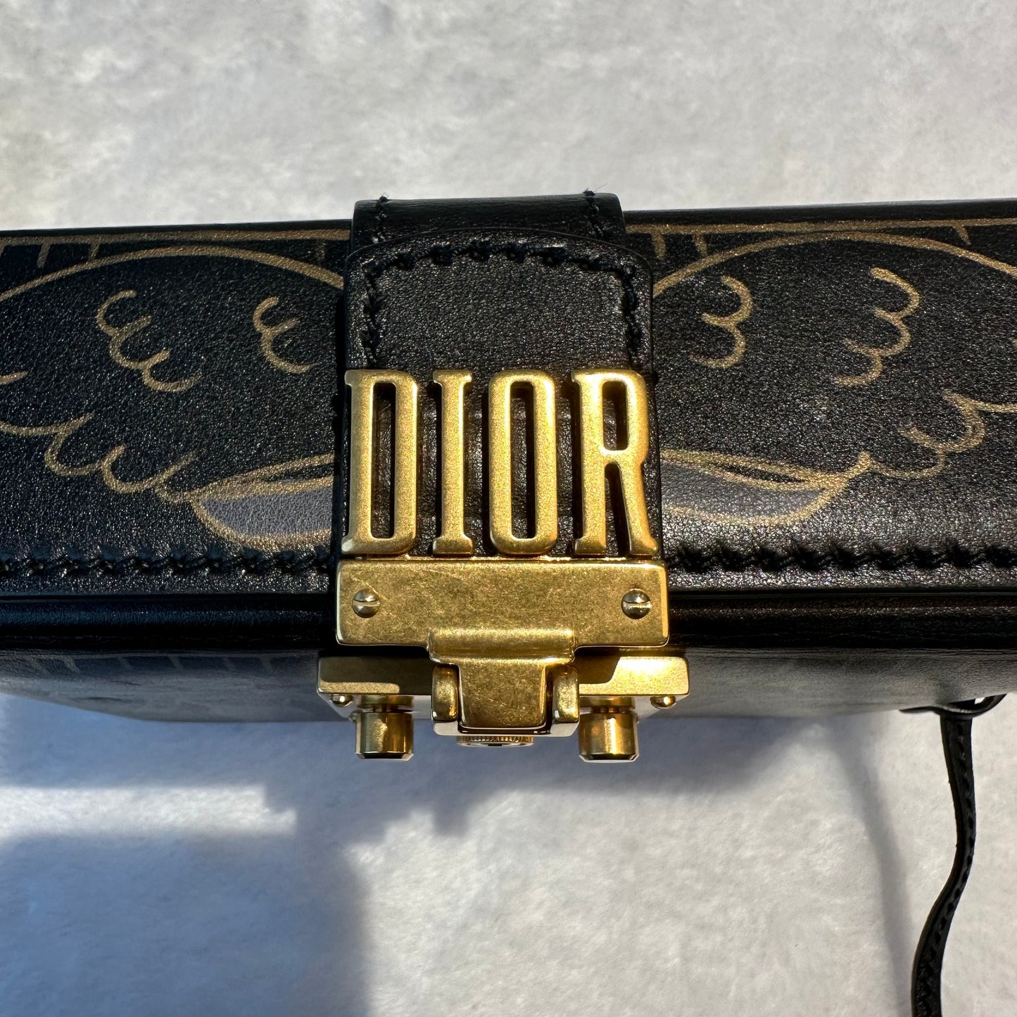 【#256】Pre-owned Dior Zodiac "Libra / Balance" Box Bag Black Smooth Leather with Gold-Tone Hardware
