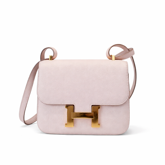 【#267】Pre-owned Hermès Constance 18 Bag Rose Pâle Chevre Mysore Leather with Gold-Tone Hardware