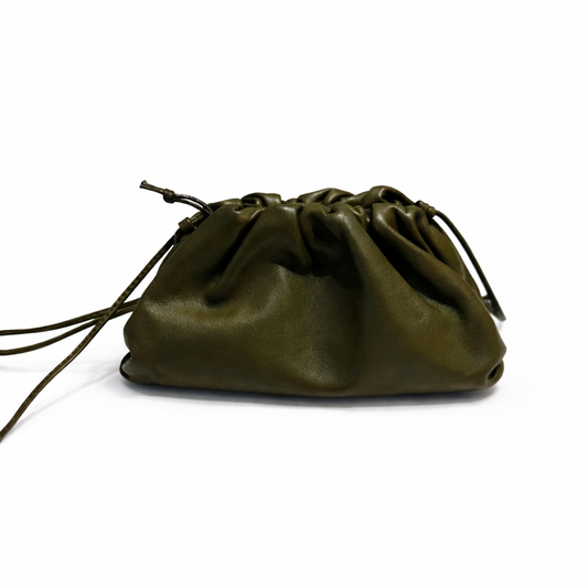 【#258】Pre-owned Bottega Veneta Mini Pouch Bag Olive Green Nappa Leather
