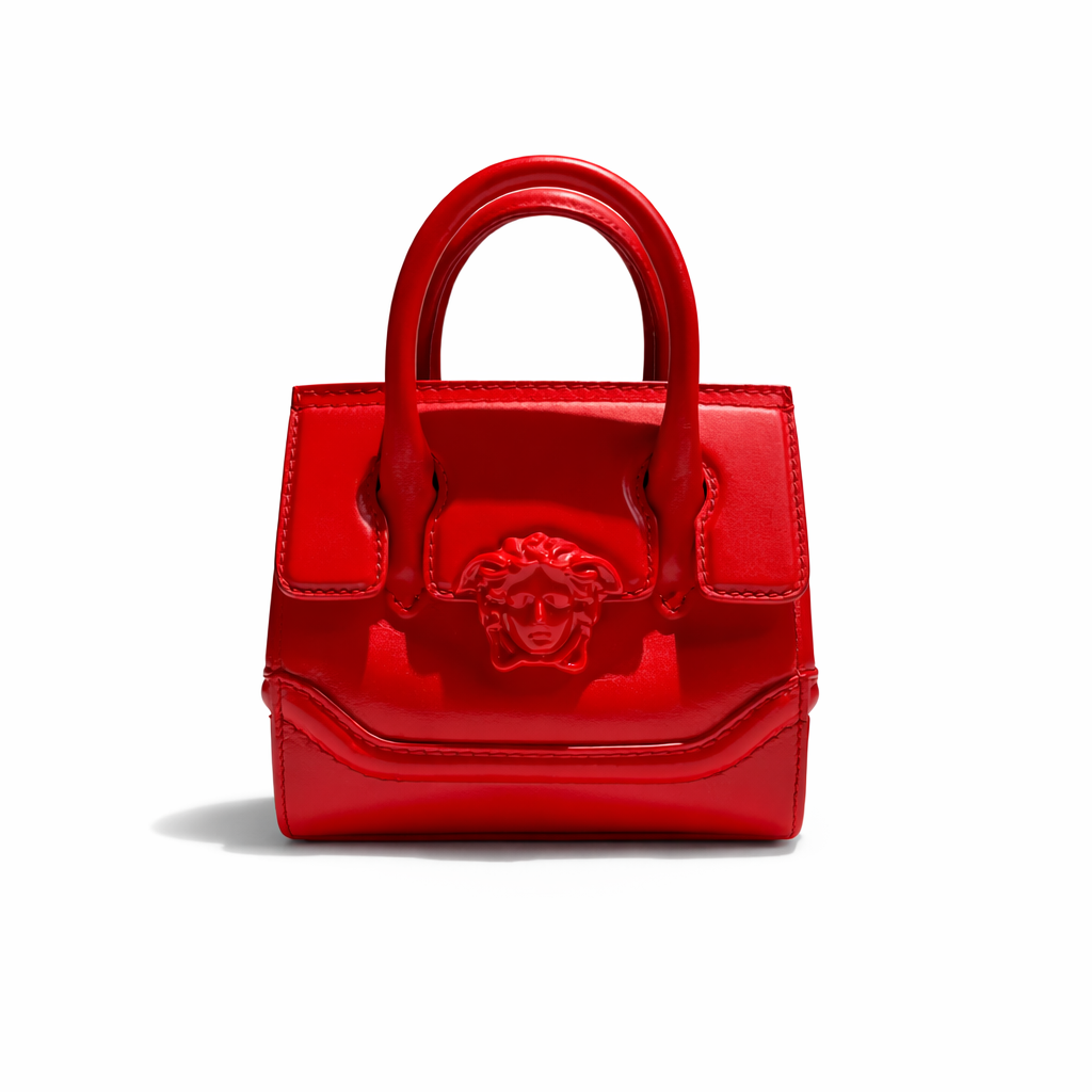 【#272】Pre-owned Versace La Medusa Mini Tote Bag Red Patent Leather
