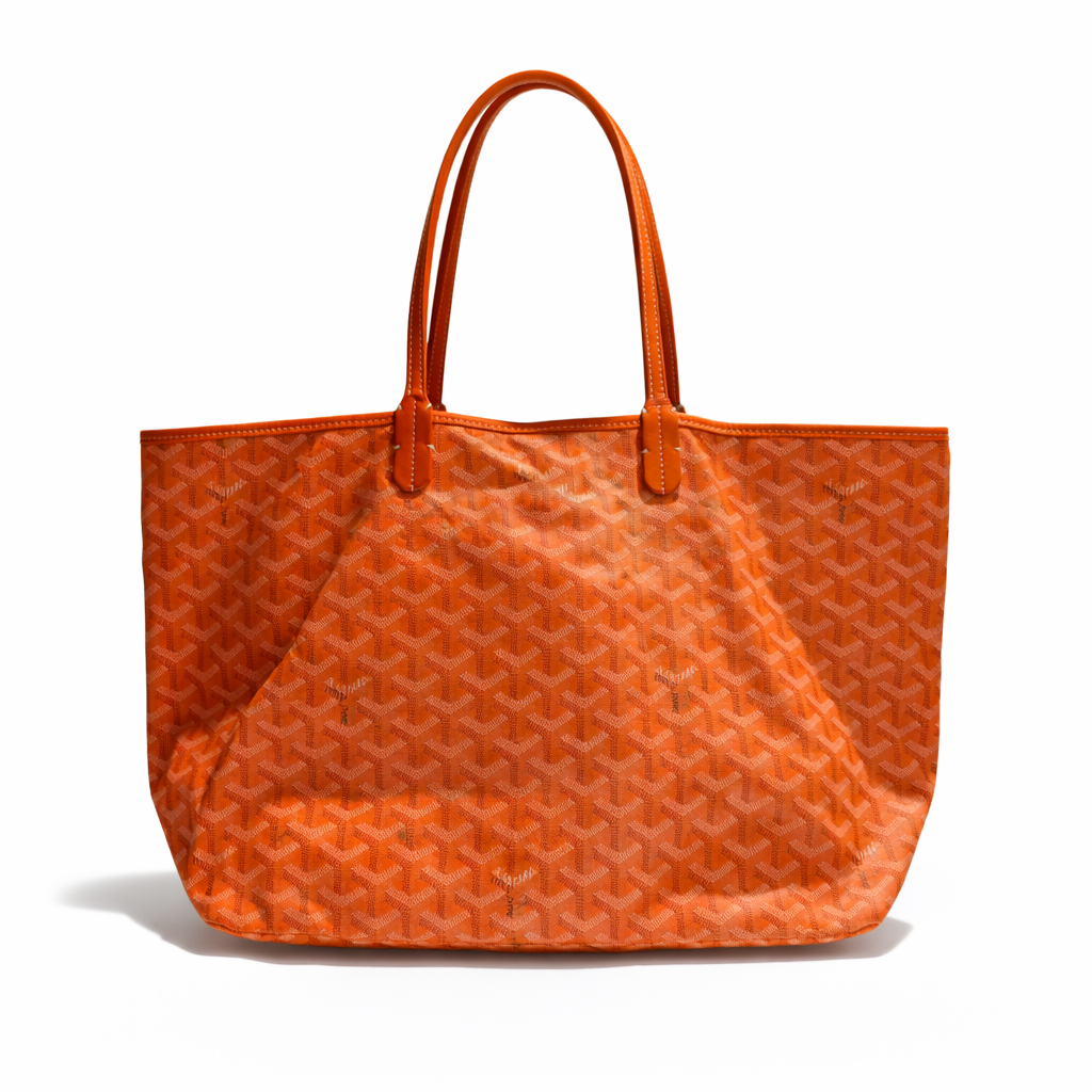 【#266】Pre-owned Goyard Saint Louis GM Tote Bag Orange Goyardine Coated Canvas with Leather Trim