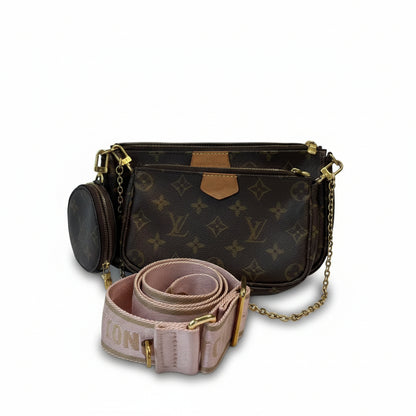 【#052】Pre-owned Louis Vuitton Multi Pochette Accessoires Monogram Canvas Khaki Green Strap Crossbody BagHZ2603020&&