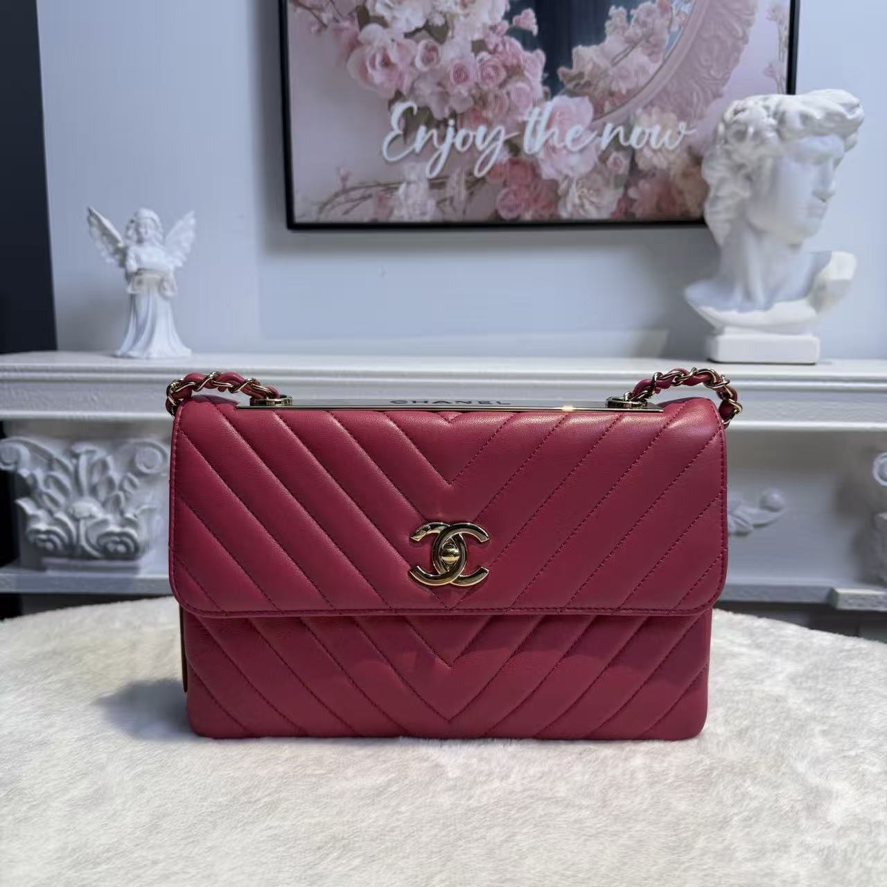 【#040】Pre-owned Chanel Medium Classic Flap Terracotta Caviar Leather Shoulder Bag HZ260131010