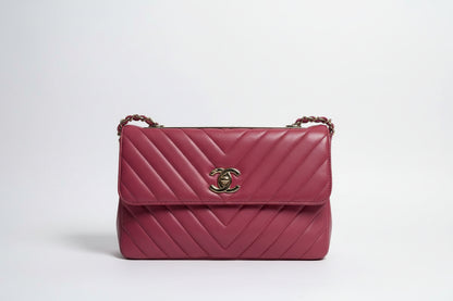 【#040】Pre-owned Chanel Medium Classic Flap Terracotta Caviar Leather Shoulder Bag HZ260131010