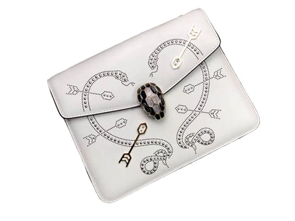 【#001】Pre-owned BVLGARI Serpenti Forever Small White Calfskin Cupid's Arrow Shoulder Bag HZ2512040&&