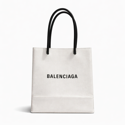 【#244】Pre-owned Balenciaga Hourglass Small Bag White Calfskin Leather with Silver-Tone Hardware