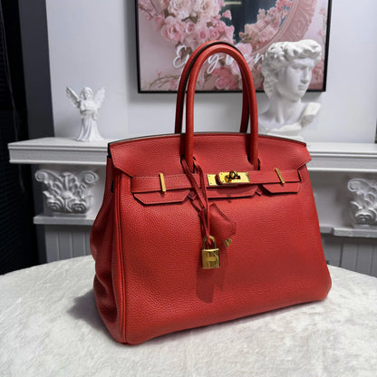 【#013】Pre-owned Hermès Birkin 30 Red(2R) Togo Leather R stamp Handbag HZ260202014