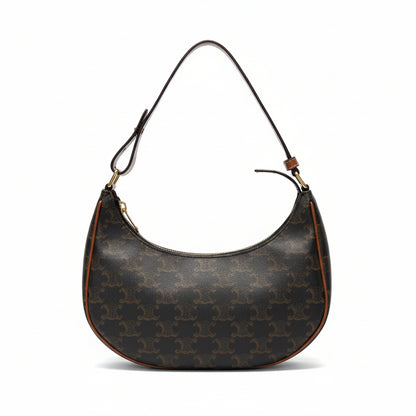 【#226】Pre-owned Celine Medium Ava Bag Triomphe Canvas & Tan Calfskin Leather