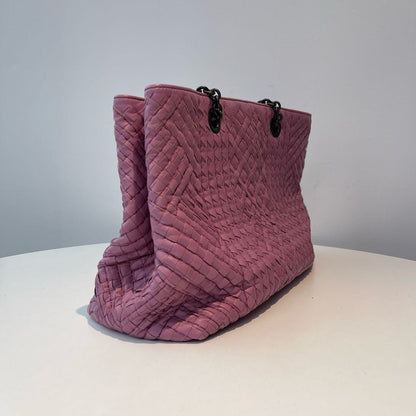 【#131】Pre-owned BOTTEGA VENETA Intrecciato Chain Tote Bag Purple Lambskin HZ2511010&&