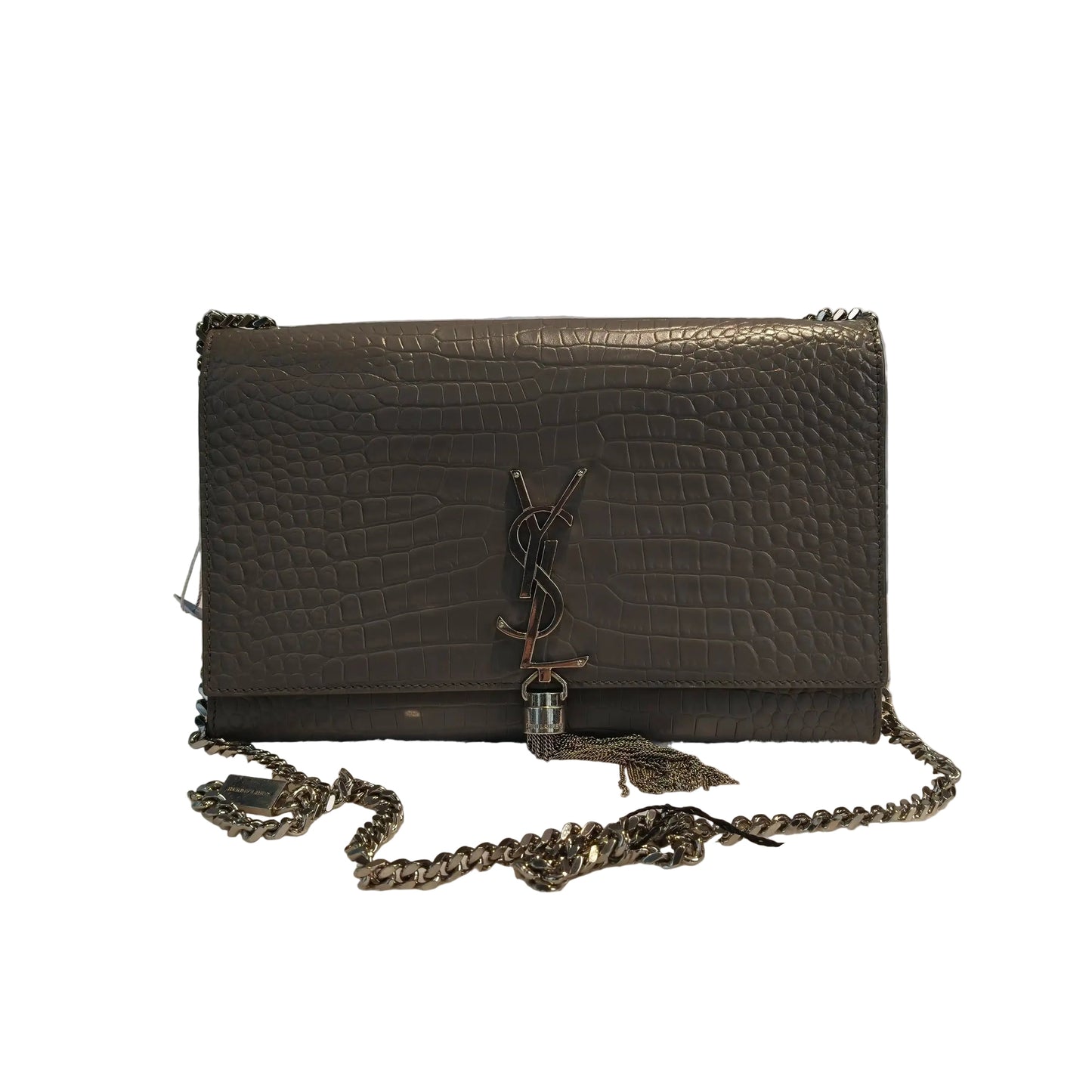 【#118】Pre-owned  YSL Kate Medium Grey Calfskin Crossbody Bag HZ2601190&&