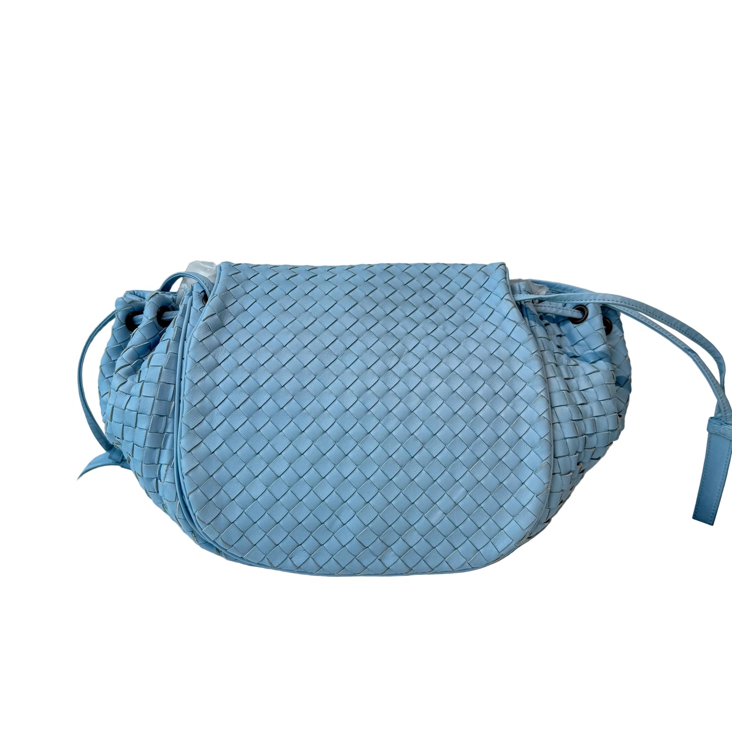 【#132】Pre-owned BOTTEGA VENETA The Pouch Intrecciato Baby Blue Nappa Leather Shoulder Bag HZ2511010&&