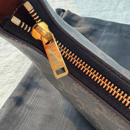 【#221】Pre-owned Celine Medium Ava Bag Triomphe Canvas & Tan Calfskin Leather