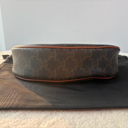 【#221】Pre-owned Celine Medium Ava Bag Triomphe Canvas & Tan Calfskin Leather