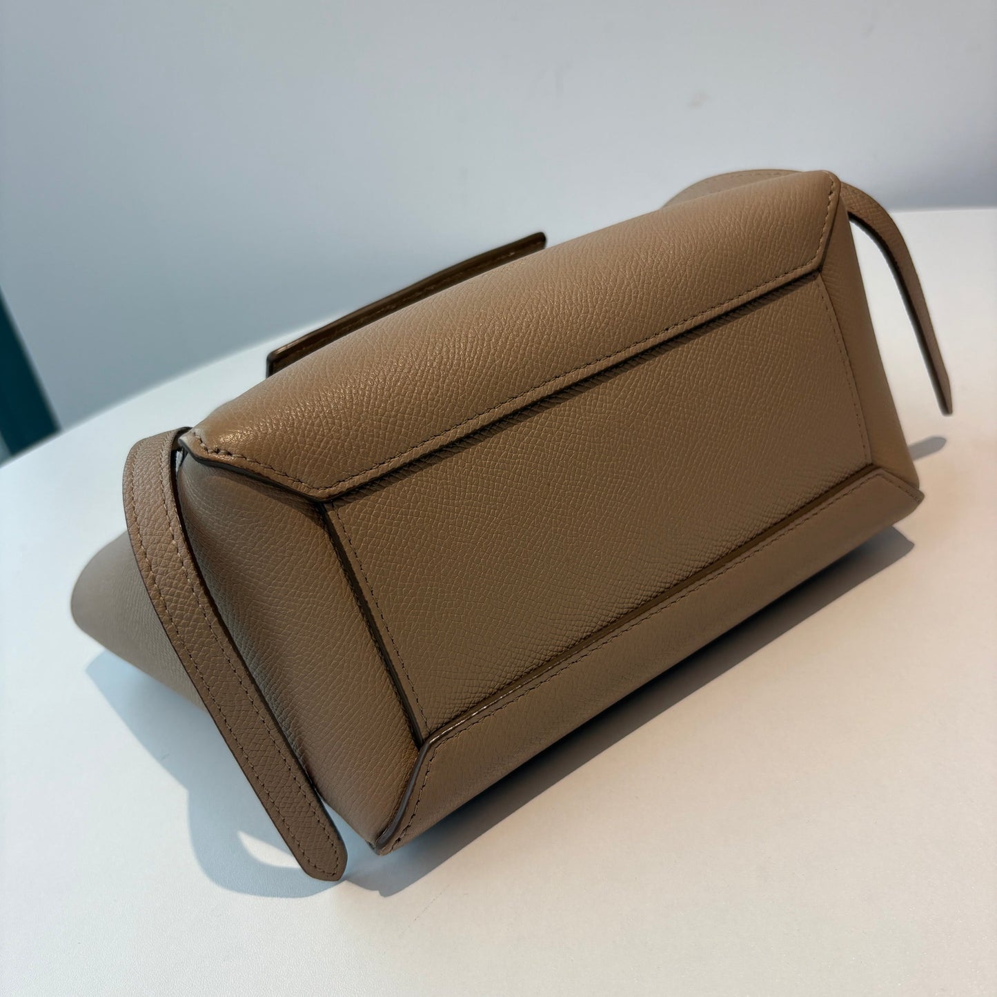 【#228】Pre-owned Celine Belt Mini Bag Beige Grained Calfskin Leather