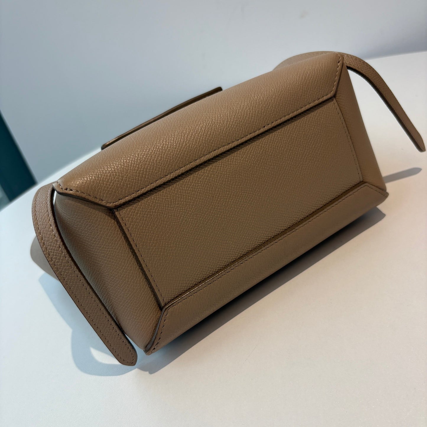 【#228】Pre-owned Celine Belt Mini Bag Beige Grained Calfskin Leather