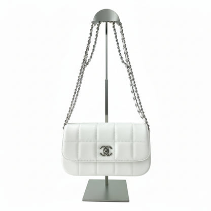 【#032】Pre-owned Chanel Mini Classic Flap White Caviar Leather Shoulder Bag HZ251204003