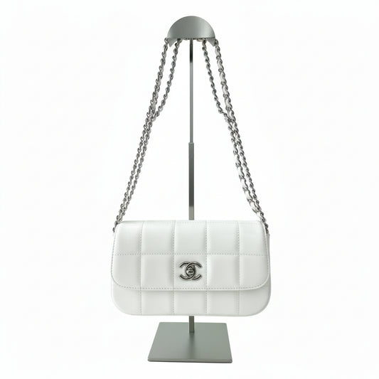 【#032】Pre-owned Chanel Mini Classic Flap White Caviar Leather Shoulder Bag HZ251204003