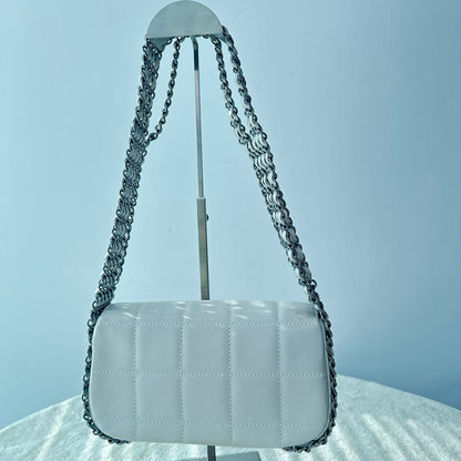 【#032】Pre-owned Chanel Mini Classic Flap White Caviar Leather Shoulder Bag HZ251204003