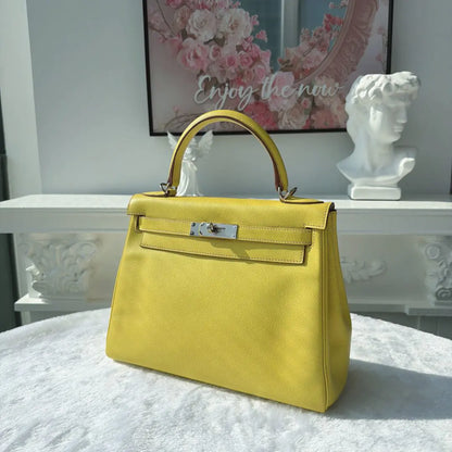 【#017】Pre-owned Hermès Kelly 28 Lime Epsom Leather Handbag HZ260211011