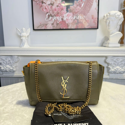 【#123】Pre-owned YSL Reversible Kate Medium Green Calfskin Crossbody Bag HZ2512250&&