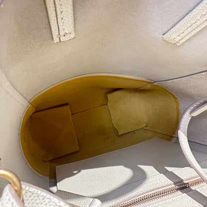 【#229】Pre-owned Celine Vertical Cabas Small Bag Light Grey & Mustard Yellow Grained Calfskin Leather