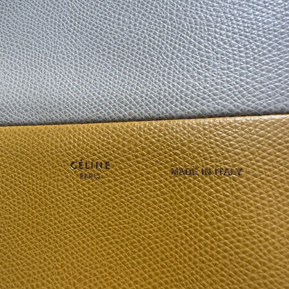 【#229】Pre-owned Celine Vertical Cabas Small Bag Light Grey & Mustard Yellow Grained Calfskin Leather