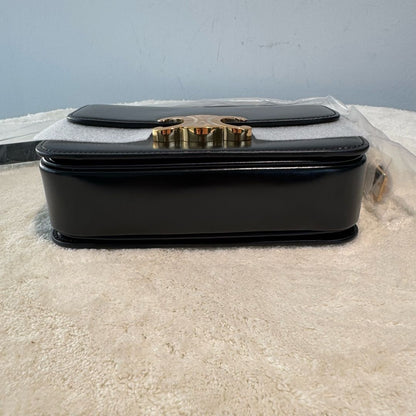 【#223】Pre-owned Celine Triomphe Small Shoulder Bag Black Shiny Calfskin Leather