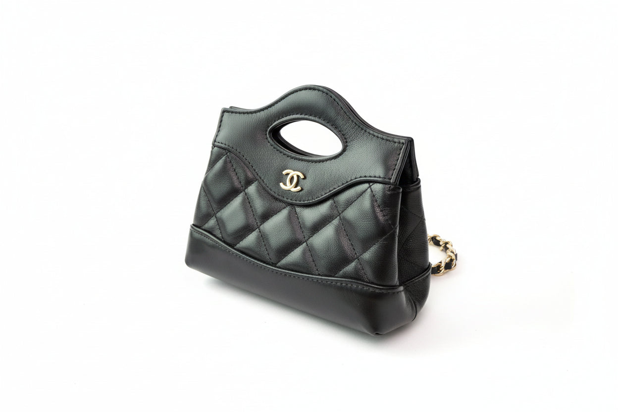 【#027】Pre-owned Chanel mini 2.55 Reissue Black Caviar Leather Shoulder Bag HZ2511060&&
