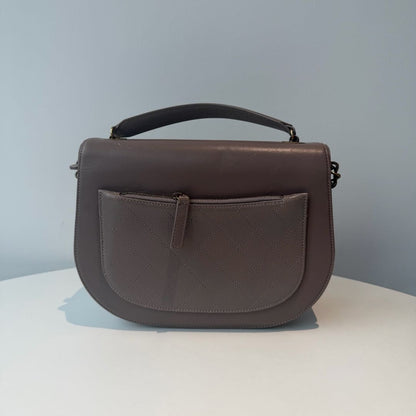 【#030】Pre-owned Chanel Medium Classic Flap Dusty Taupe Caviar Leather Shoulder Bag HZ250929018