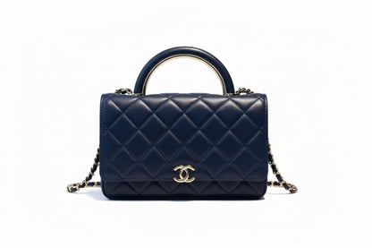 【#033】Pre-owned Chanel Medium 19 Bag Navy Blue Caviar Leather Shoulder Bag HZ2506270&&