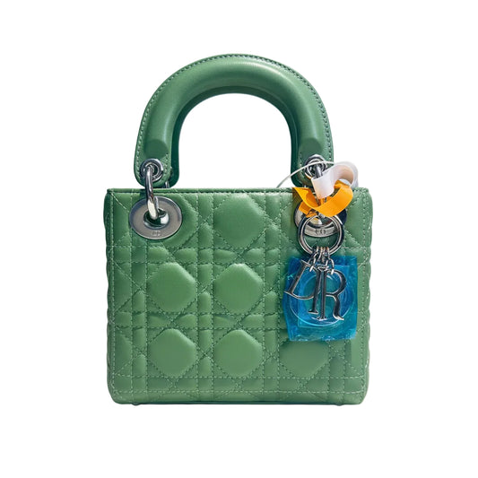 【#147】Pre-owned Dior Lady Dior Mini Mint Green Lambskin Chain Shoulder Bag HZ251215019